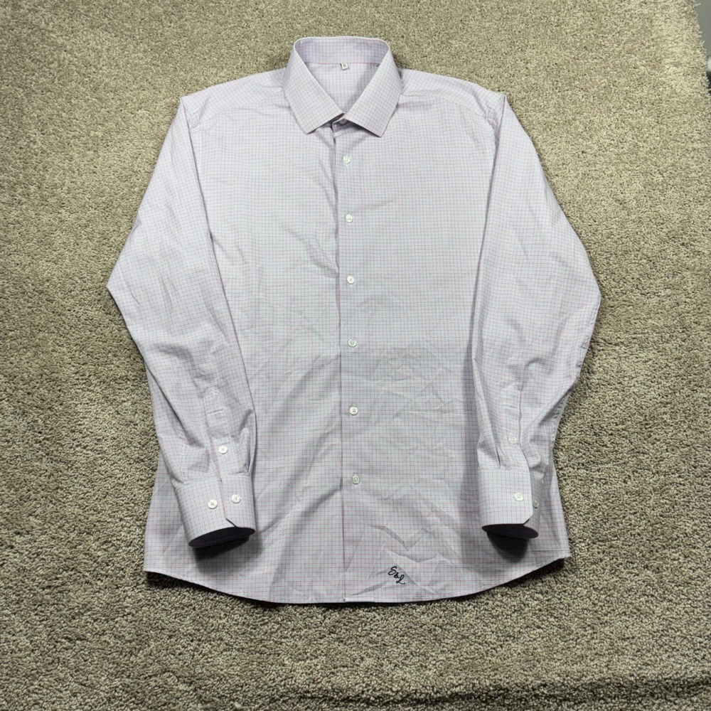 State and Liberty Mens XL Athletic Fit Dress Shirt Micro Check Stretch Button Up
